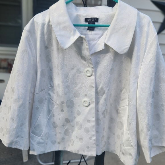 Spense Woman Cotton Decorative Dressy Jacket White Size 2x - Picture 1 of 8